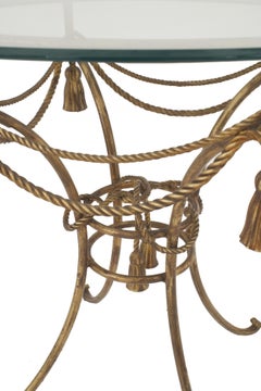 Italian Mid-Century Rope and Tassel Glass End Table