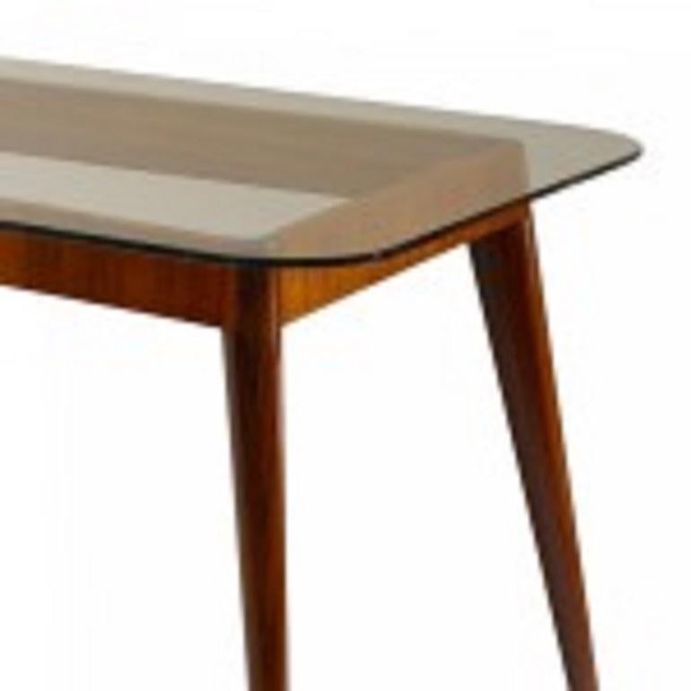 mid century glass top dining table