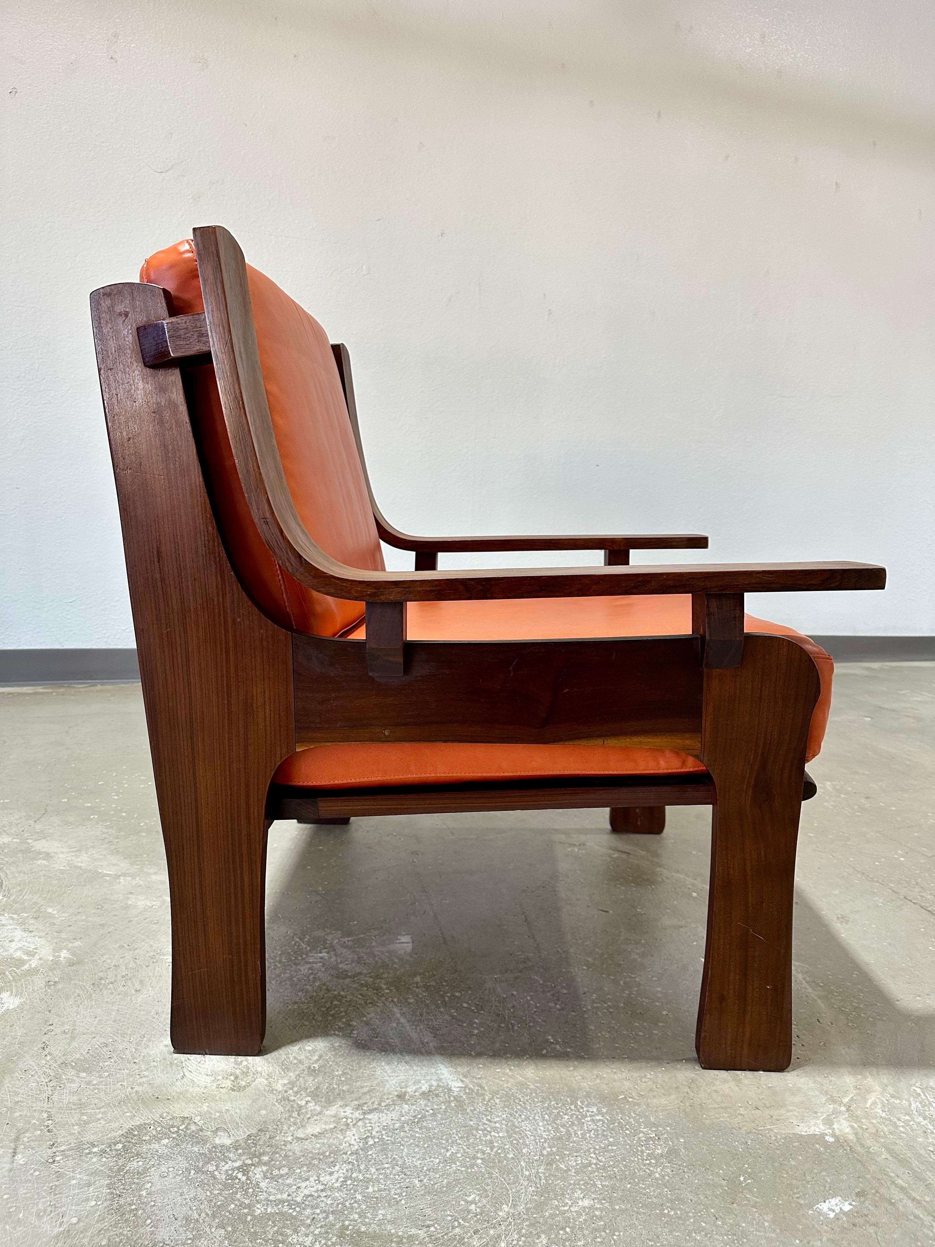 20th Century Italian Mid Century Rosewood and Leather Lounge Chair For Sale