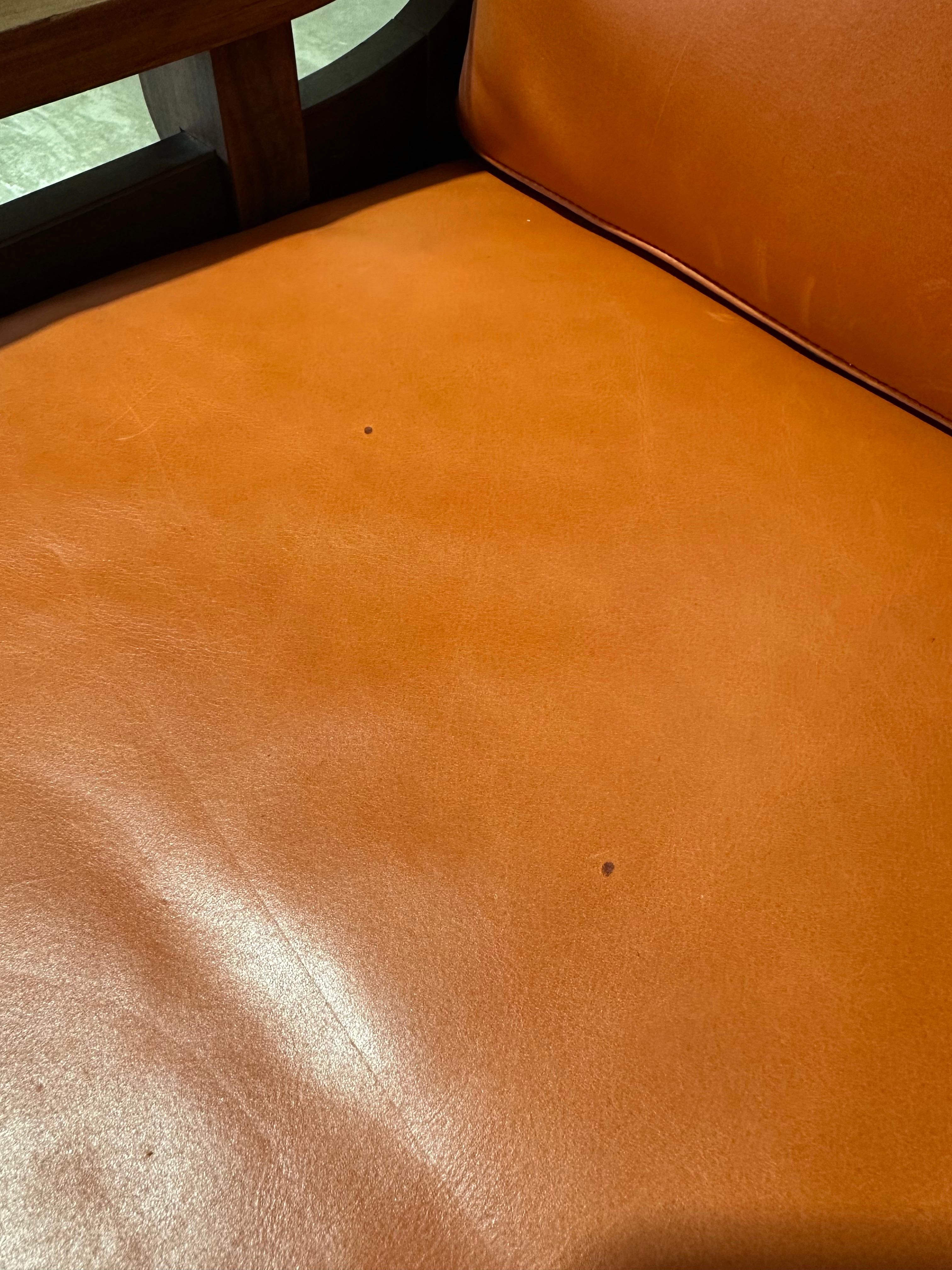 Italian Mid Century Rosewood and Leather Lounge Chair For Sale 2