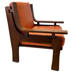 Italian Mid Century Rosewood and Leather Lounge Chair
