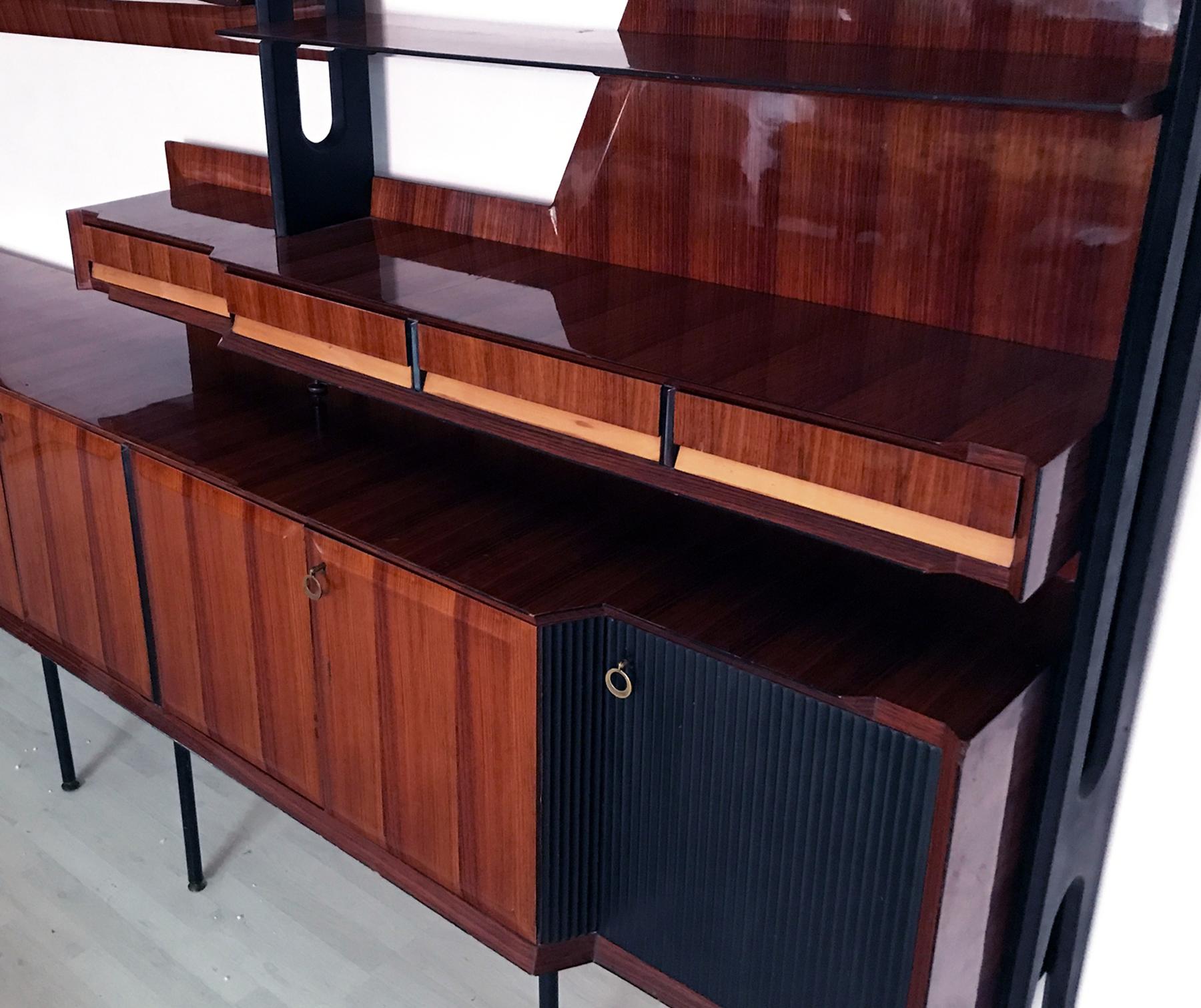 Italian Midcentury Rosewood Bookcase and Sideboard by Vittorio Dassi, 1950s 5