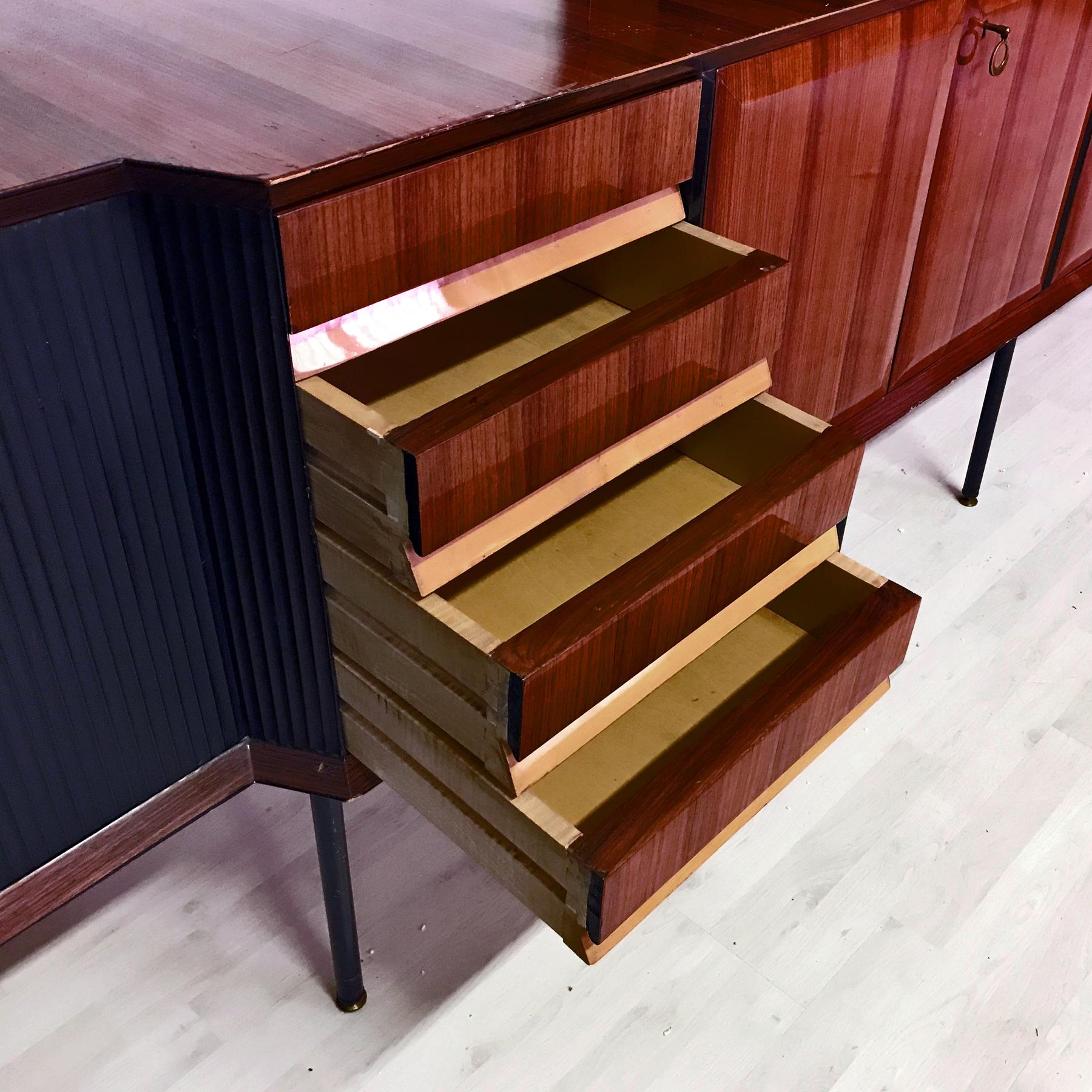 Italian Midcentury Rosewood Bookcase and Sideboard by Vittorio Dassi, 1950s 1