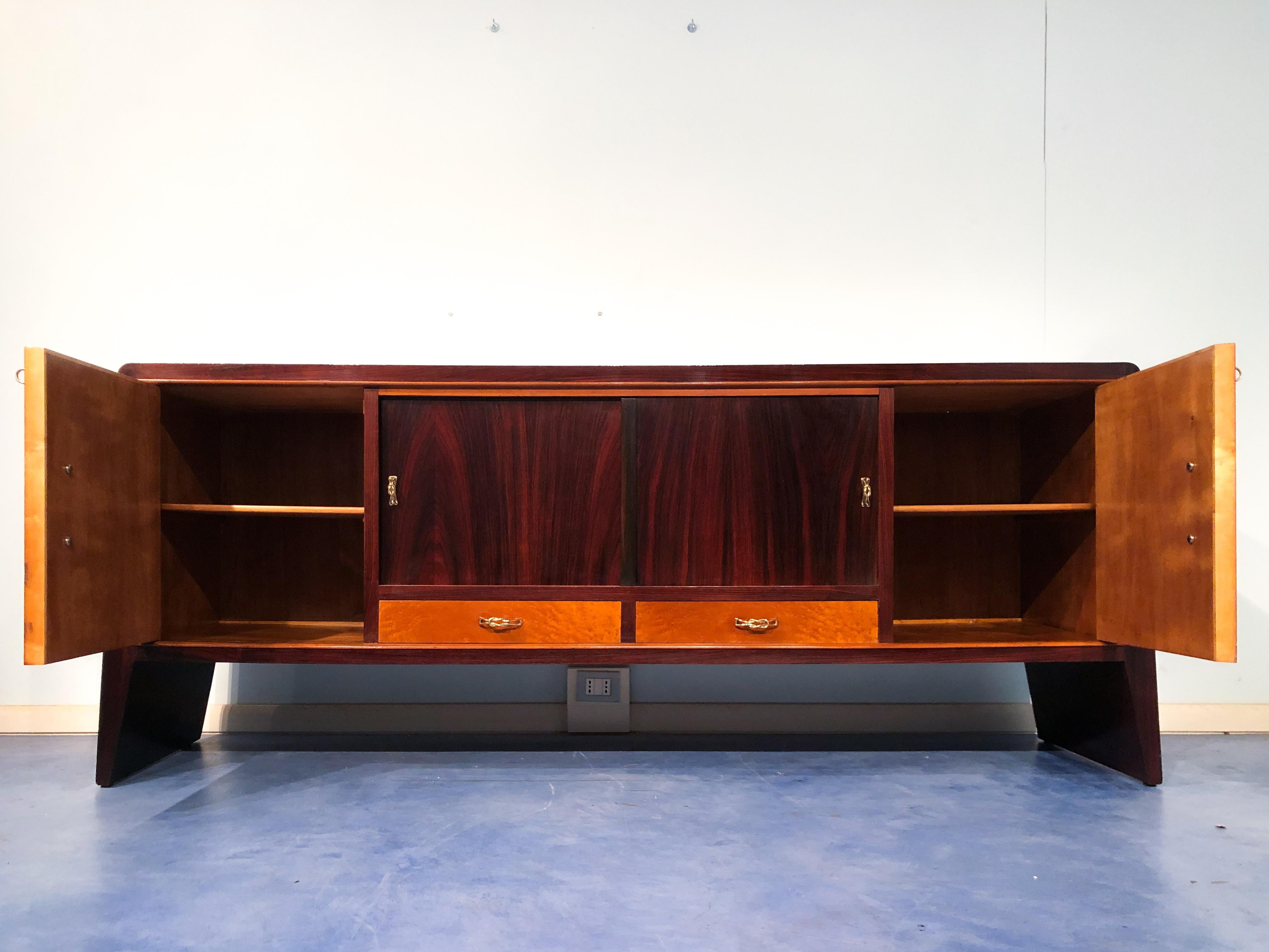 Brass Italian Mid-Century  Sideboard Attributed to Guglielmo Ulrich, 1950s For Sale