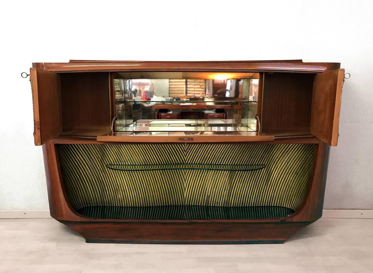 Mid-20th Century Italian Mid-Century Rosewood Sideboard or Bar Cabinet by Vittorio Dassi, 1950s