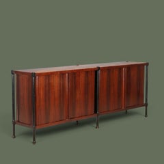 Italian Mid-Century Rosewood Sideboard with Ebonized Iron Frame, 1960s