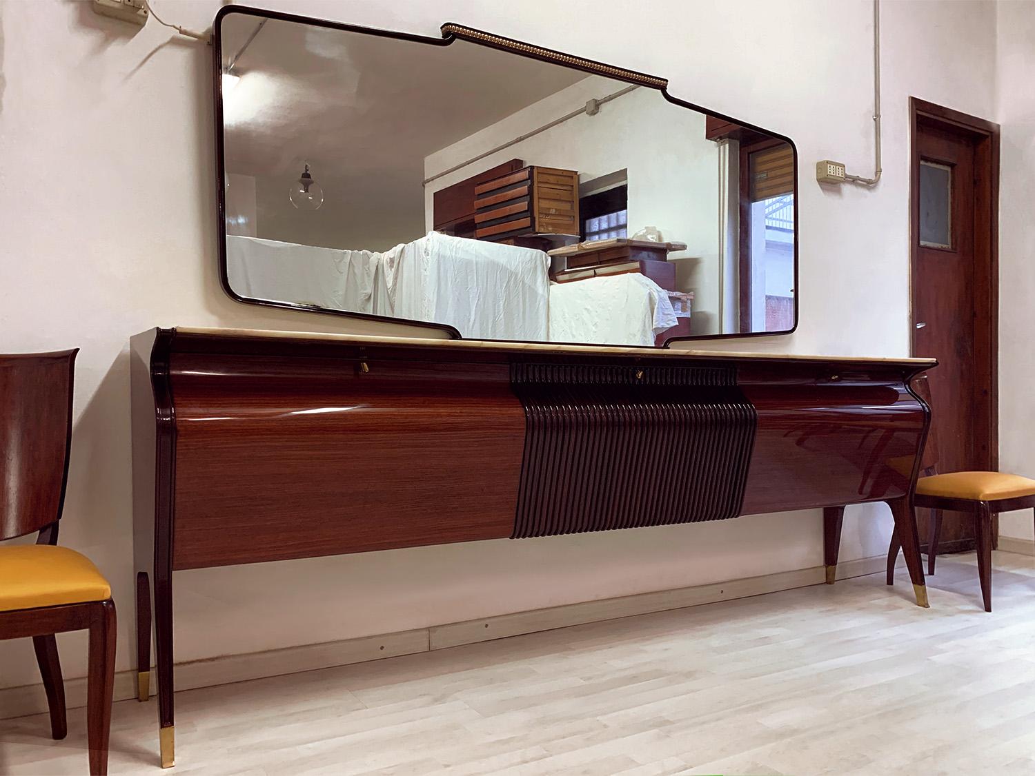 Italian Mid-Century Rosewood Sideboard with Mirror by Osvaldo Borsani, 1950s 9