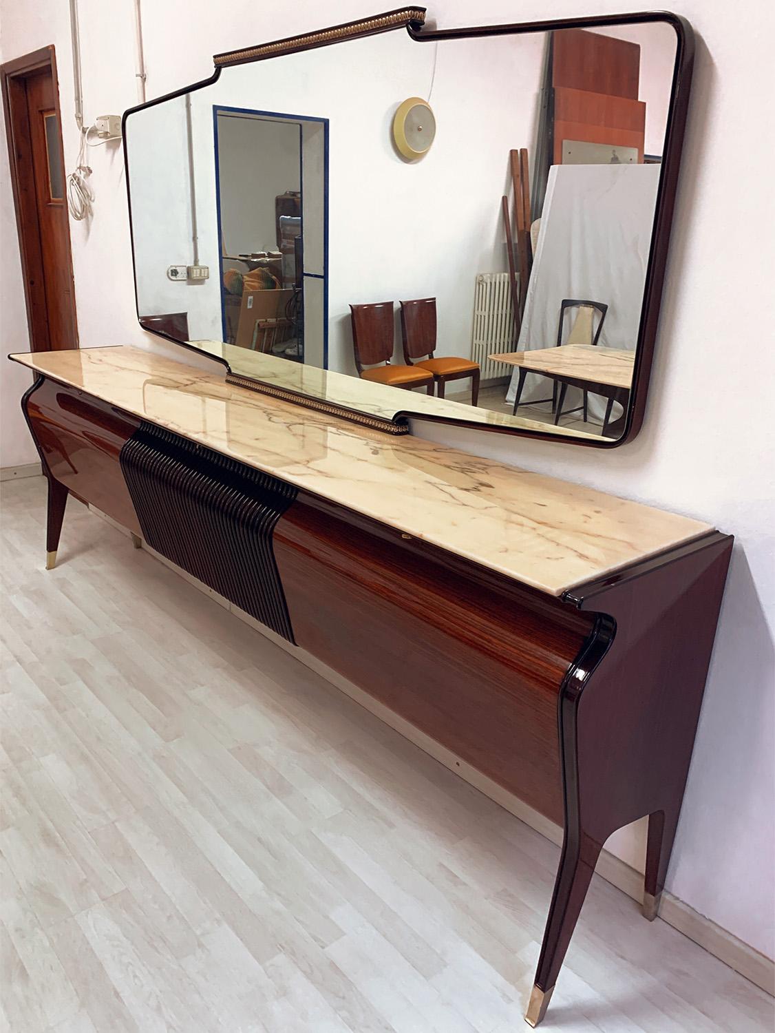 Italian Mid-Century Rosewood Sideboard with Mirror by Osvaldo Borsani, 1950s 11