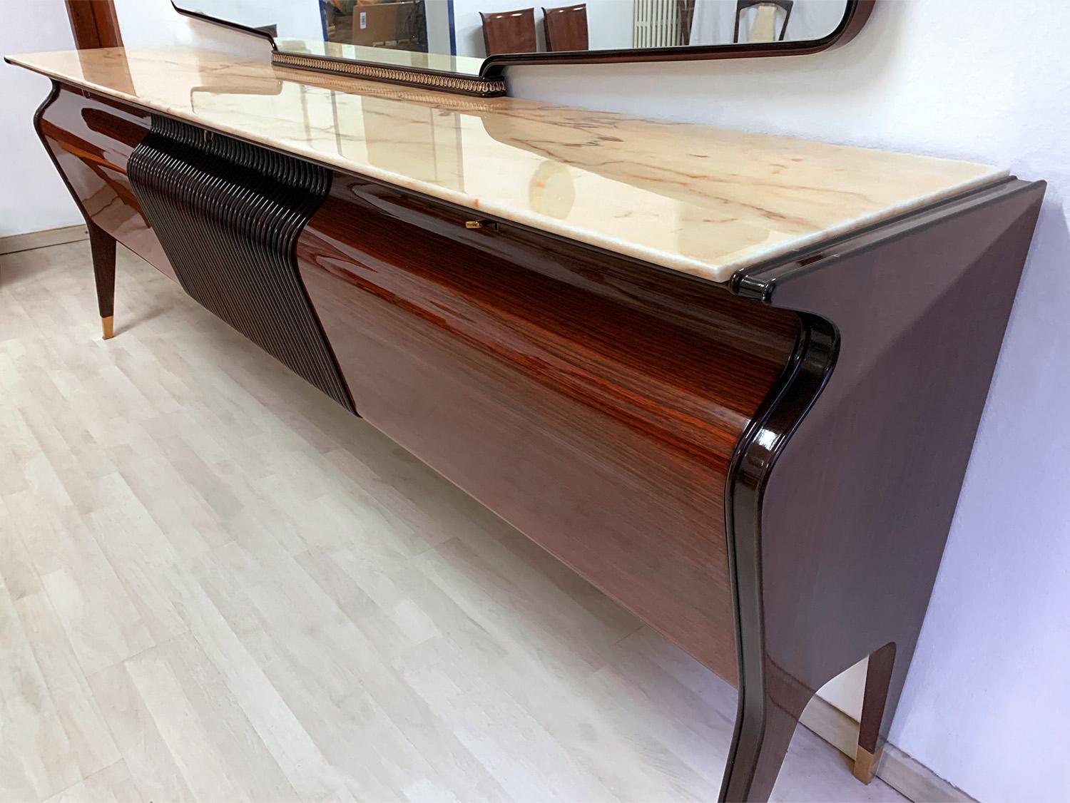 Italian Mid-Century Rosewood Sideboard with Mirror by Osvaldo Borsani, 1950s 12