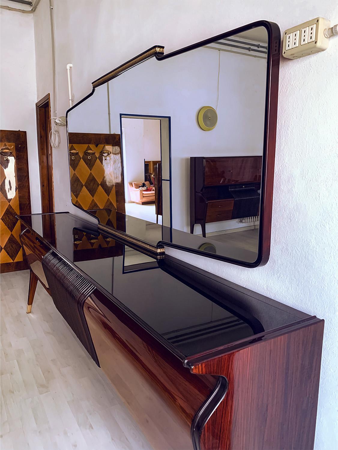 Italian Mid-Century Sideboard with Mirror by Osvaldo Borsani, 1950s 2