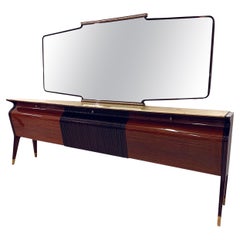 Italienisches Sideboard aus Rosenholz mit Spiegel von Osvaldo Borsani aus der Mitte des Jahrhunderts, 1950er Jahre