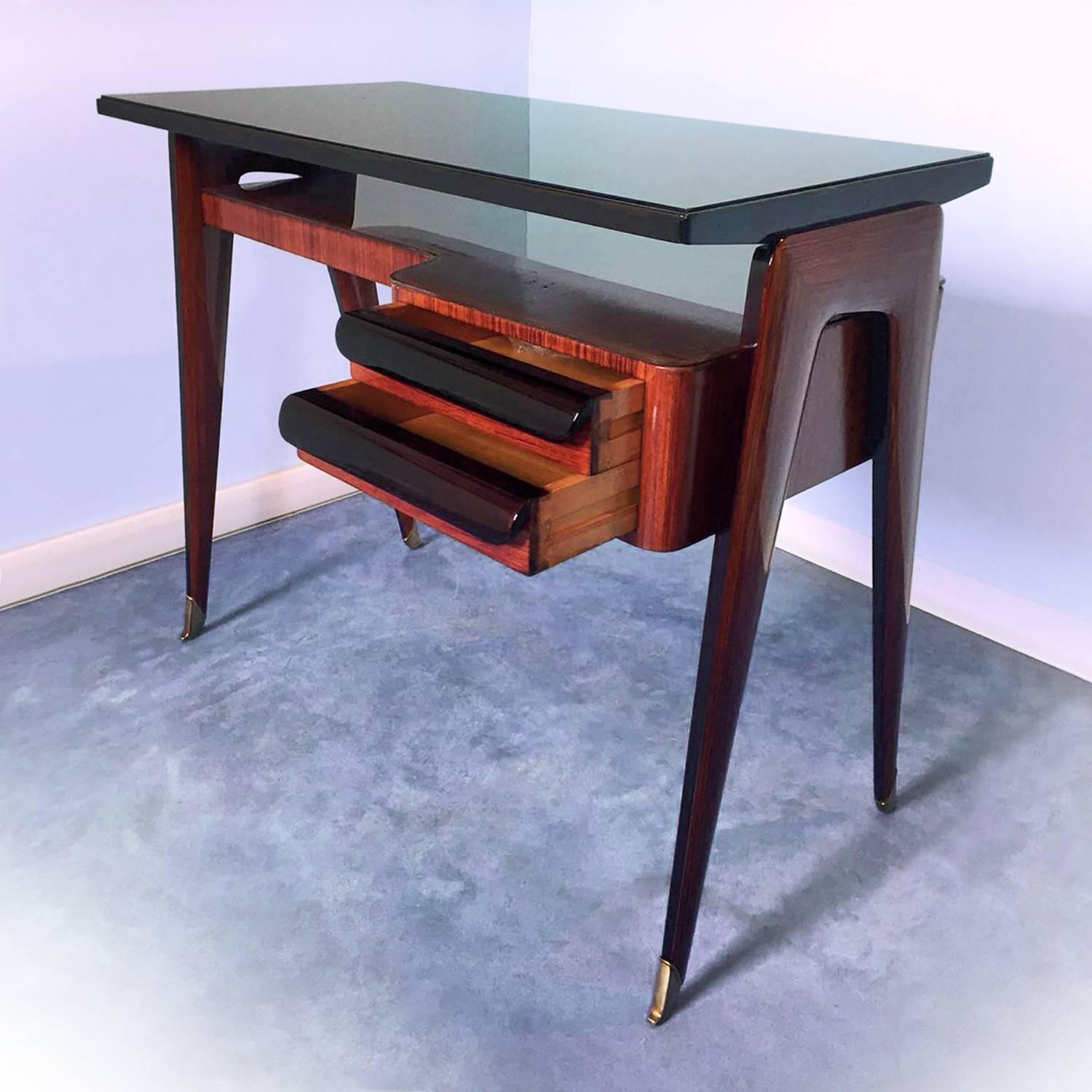 Veneer Italian Mid-Century Rosewood small Desk by Vittorio Dassi, 1950s