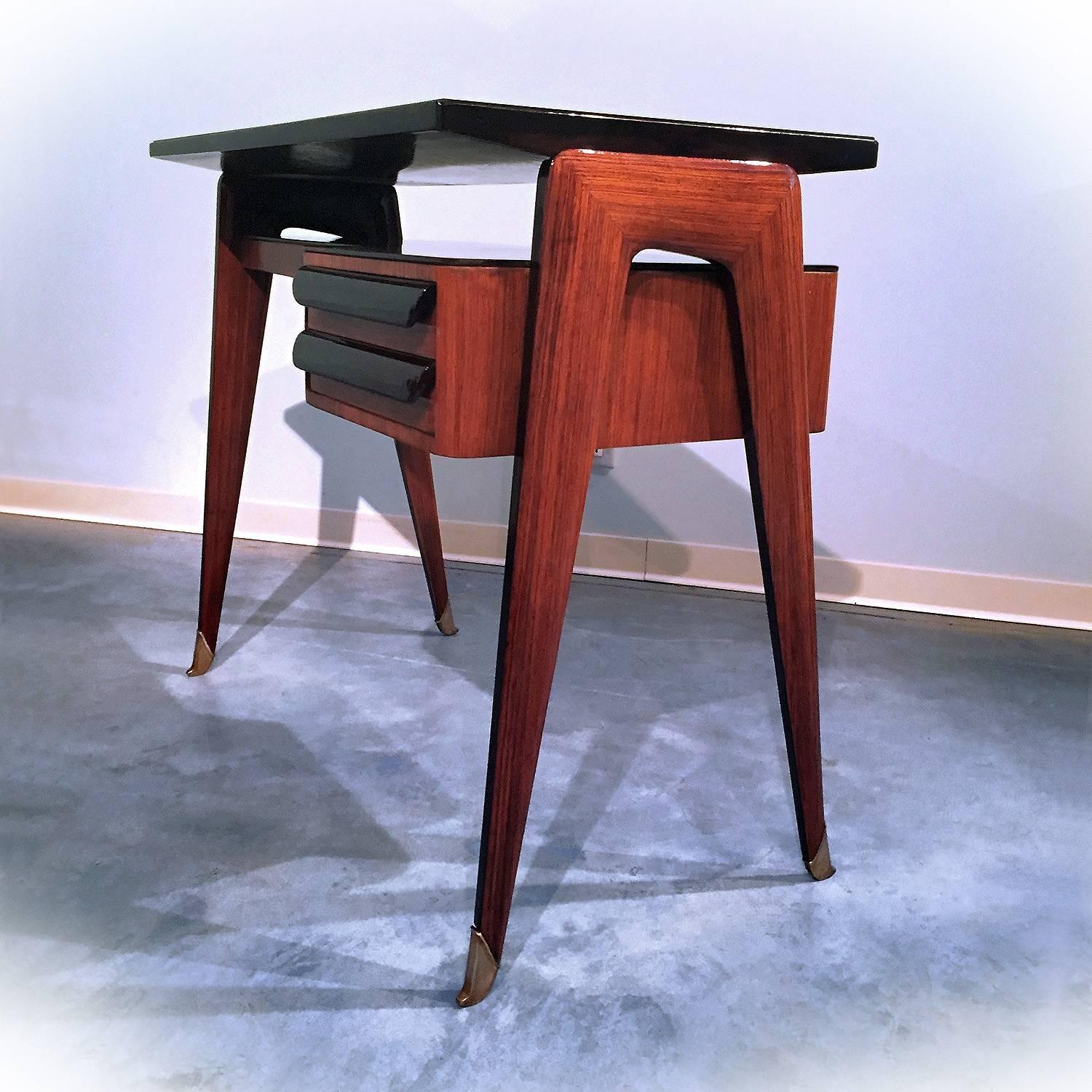 Italian Mid-Century Rosewood small Desk by Vittorio Dassi, 1950s In Excellent Condition In Traversetolo, IT