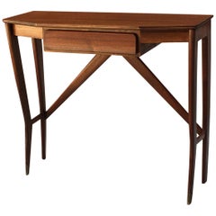 Italian Midcentury Rosewood Wood Console with Central Drawer, 1950s