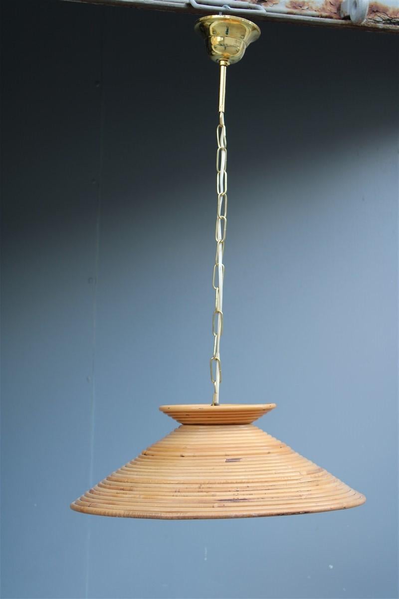 Italian Mid Century Round Bamboo Chandelier Brass Chain 1950s 

15cm, only Height bamboo.