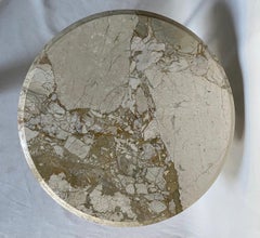 Italian Mid Century Round Brass and Marble Hoof Side End Table