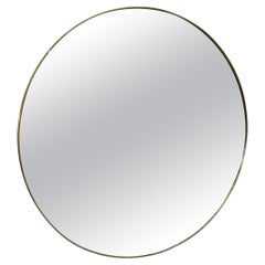 Italian Mid-Century Round Brass Framed Wall Mirror, 1950s