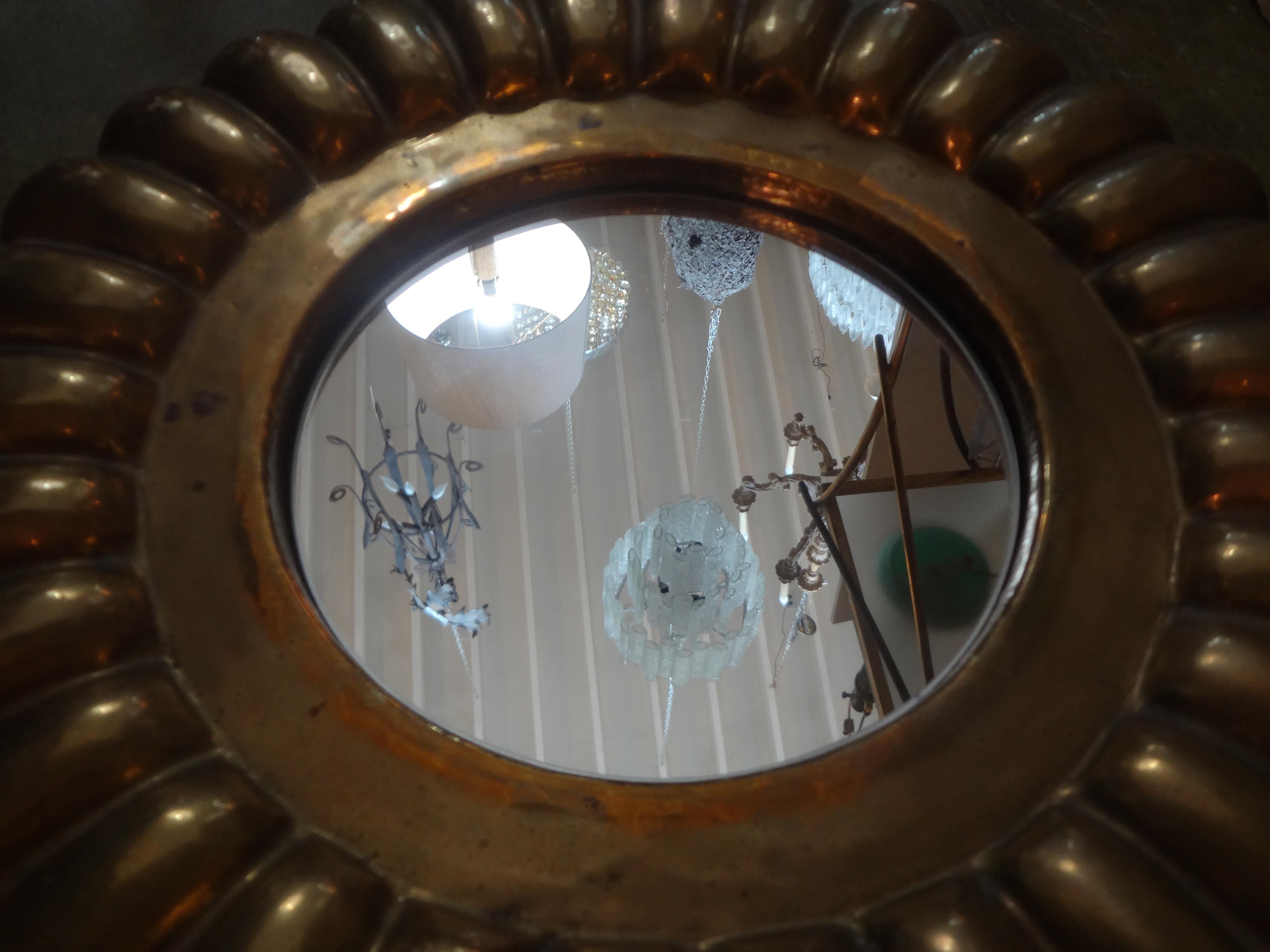 Mid-Century Modern Italian Midcentury Gio Ponti Inspired Round Brass Mirror
