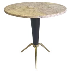 Table basse/table d'appoint ronde italienne du milieu du siècle dernier en laiton et marbre, Attr. Ico Parisi