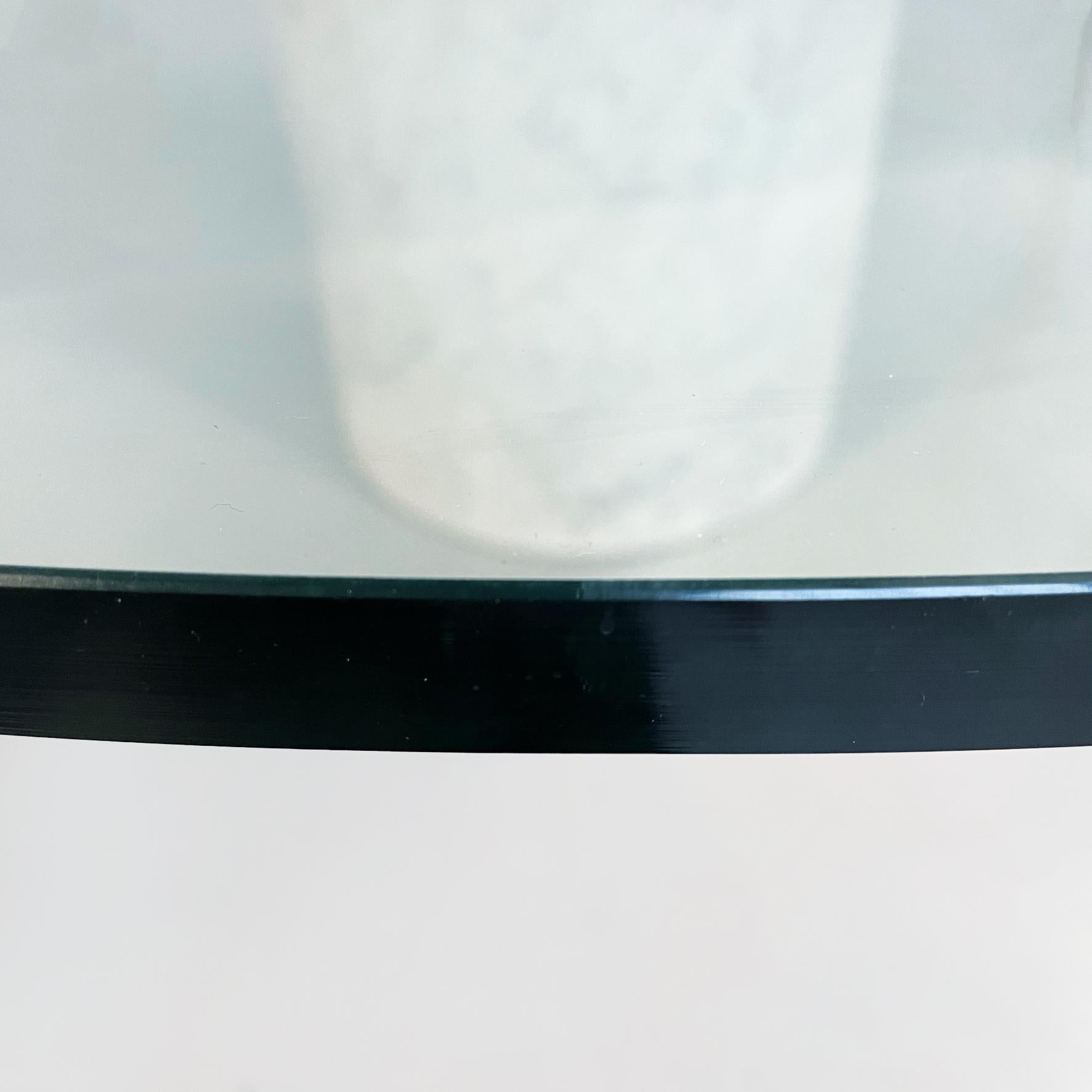 Fin du 20e siècle Table basse ronde italienne du milieu du siècle dernier en verre aigue-marine et marbre blanc, années 1980