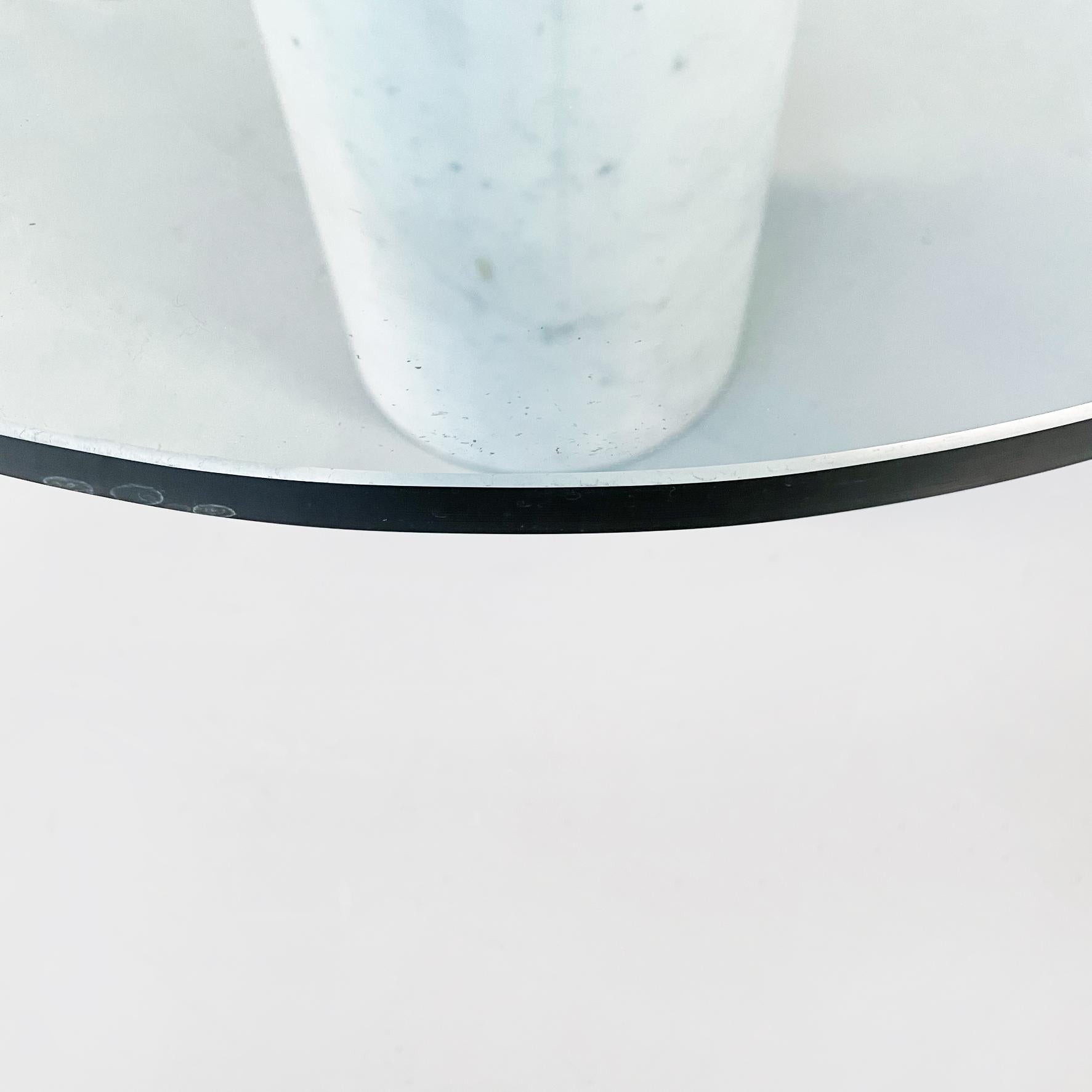 Italian Mid-Century Round Coffee Table in Aquamarine Glass n White Marble, 1980s 2