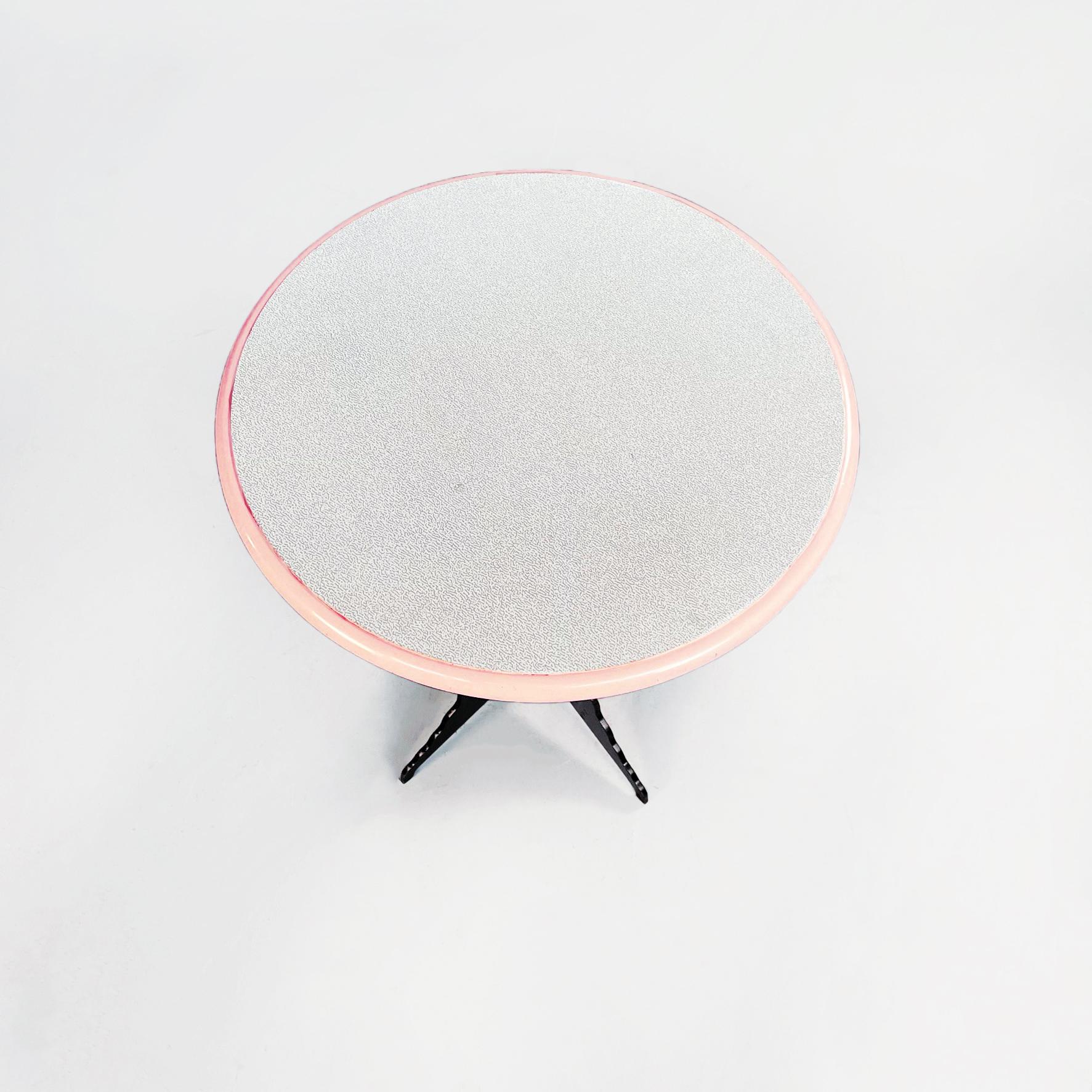 Mid-Century Modern Italian Mid-Century Round Coffee Tables in White Grey Pink Laminate Metal, 1980 For Sale