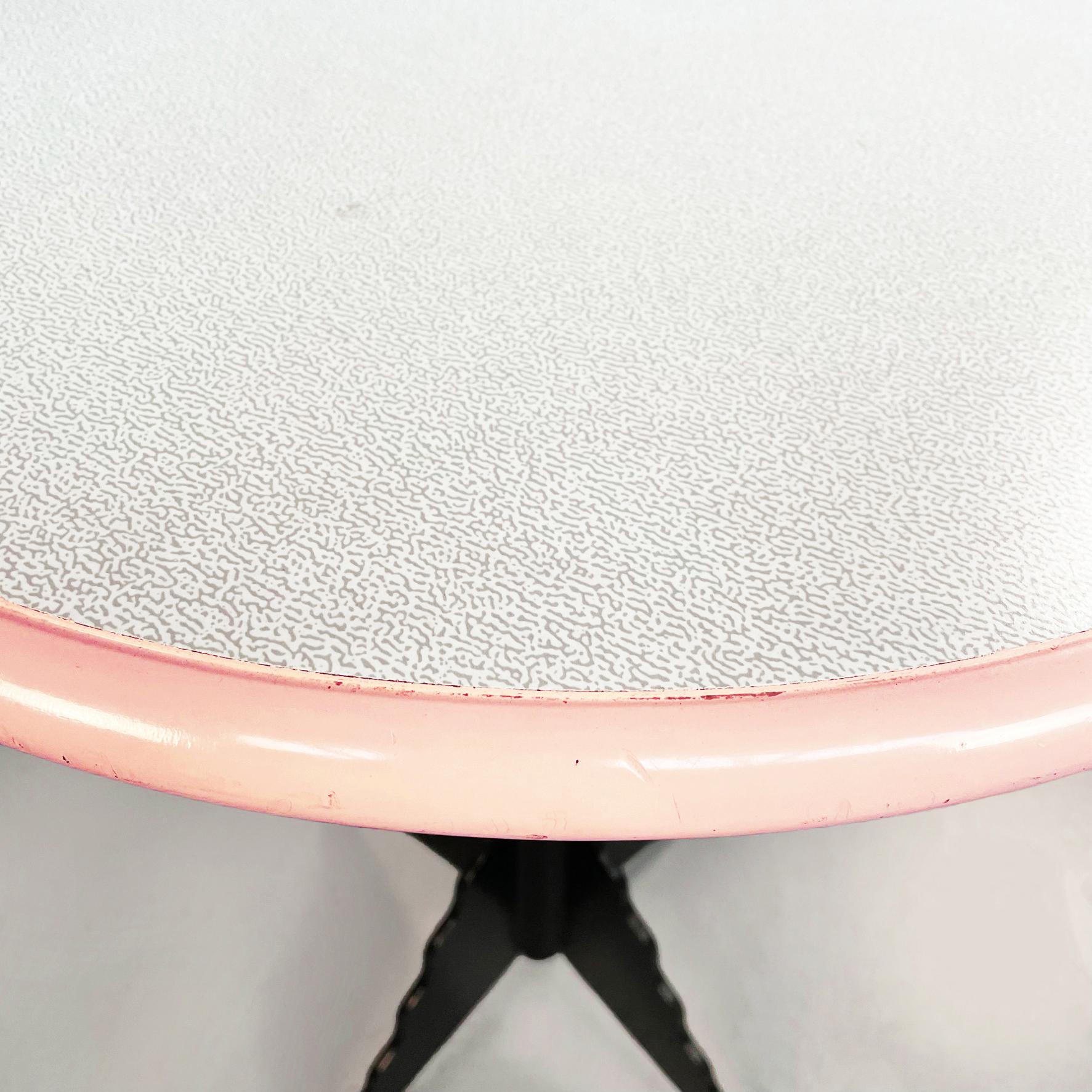 Late 20th Century Italian Mid-Century Round Coffee Tables in White Grey Pink Laminate Metal, 1980 For Sale