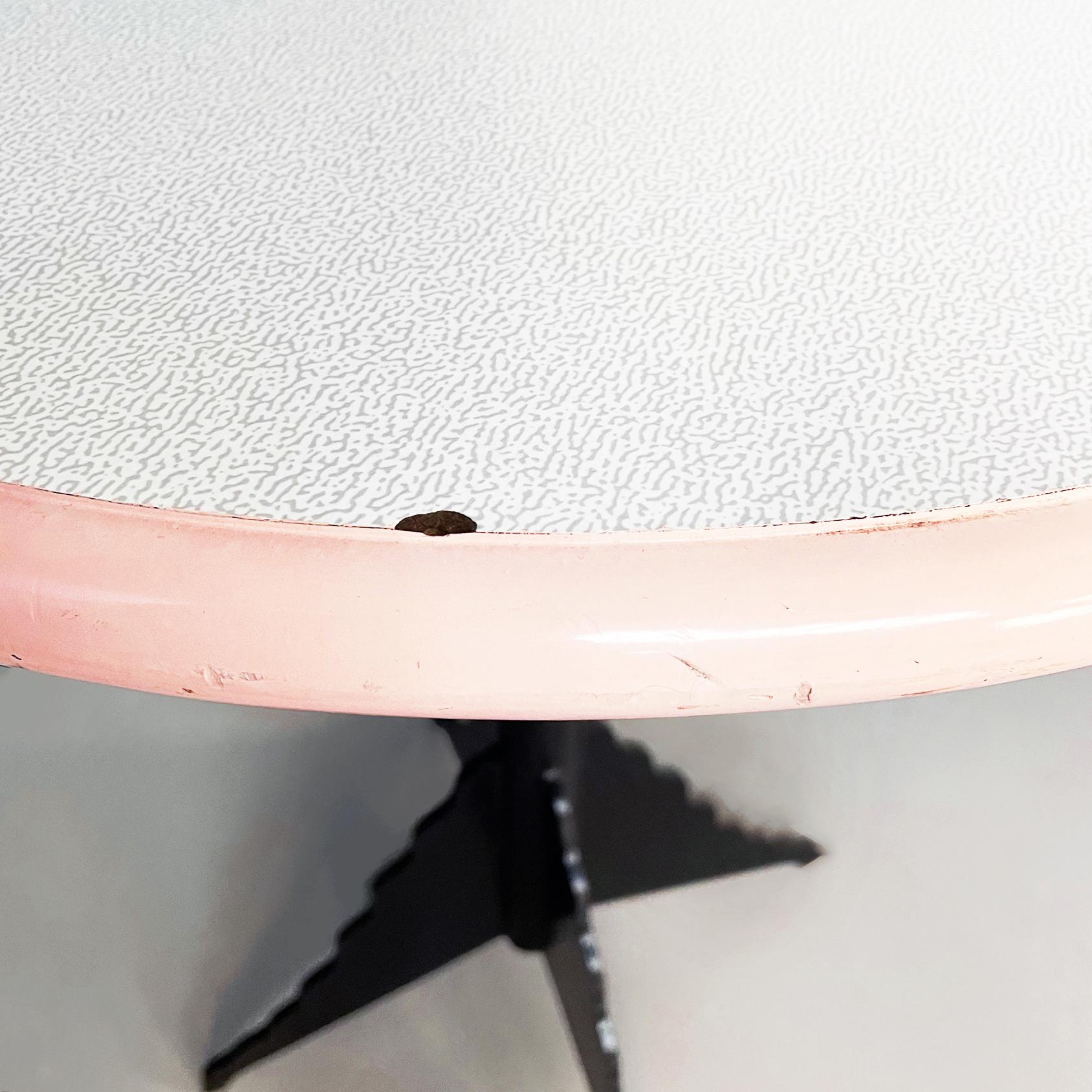 Italian Mid-Century Round Coffee Tables in White Grey Pink Laminate Metal, 1980 1