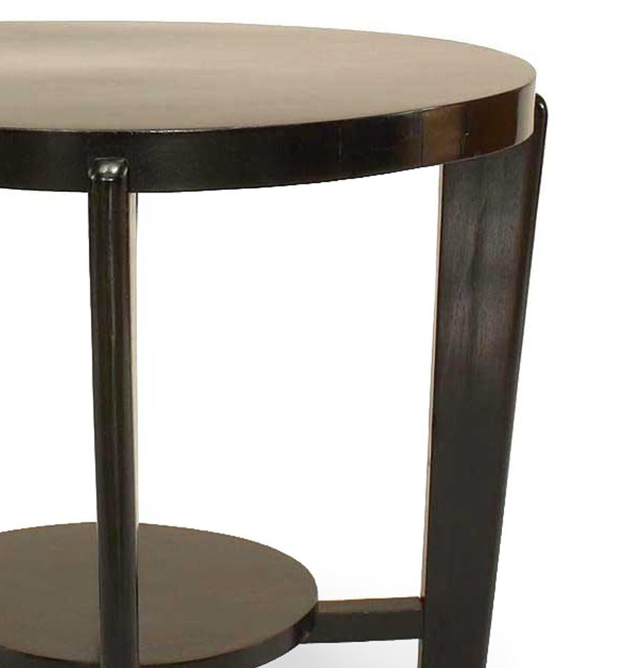 Italian Mid-Century Round Ebonized Coffee Table In Good Condition For Sale In Queens, NY