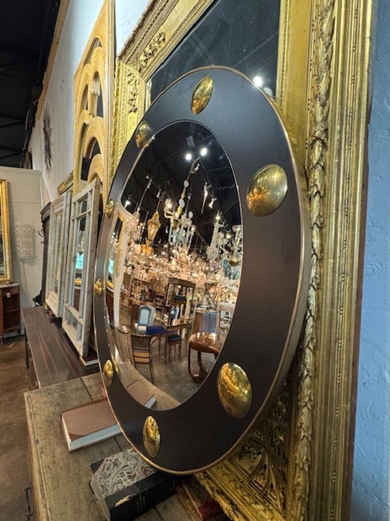 Italian Mid-Century Round Mirror In Good Condition For Sale In Dallas, TX