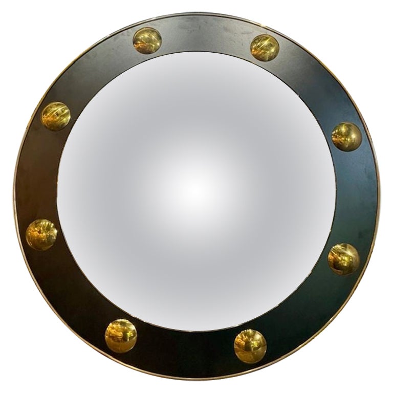 Italian Mid-Century Round Mirror For Sale