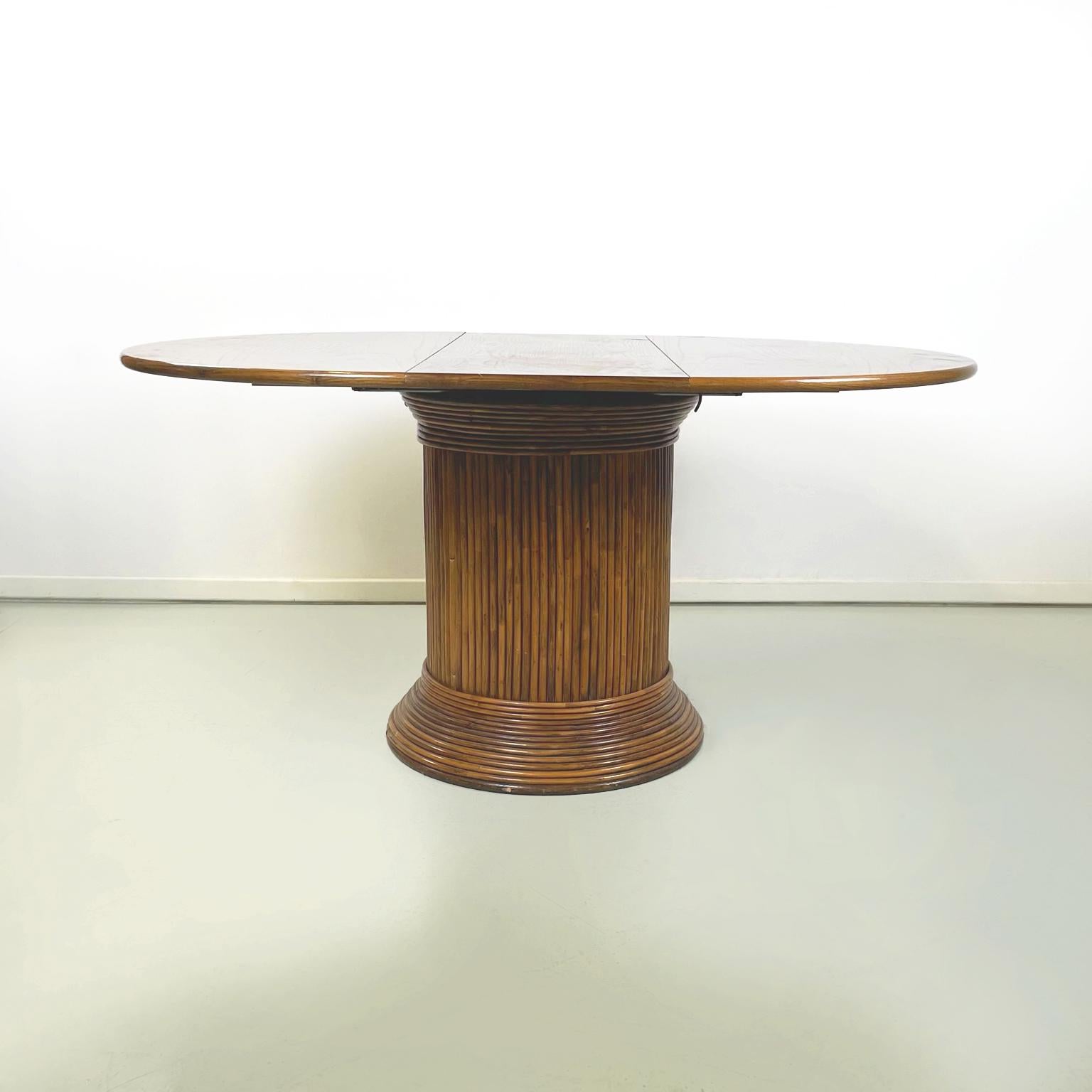 Mid-Century Modern Italian mid-century Round or oval wooden dining table with extensions, 1960s For Sale