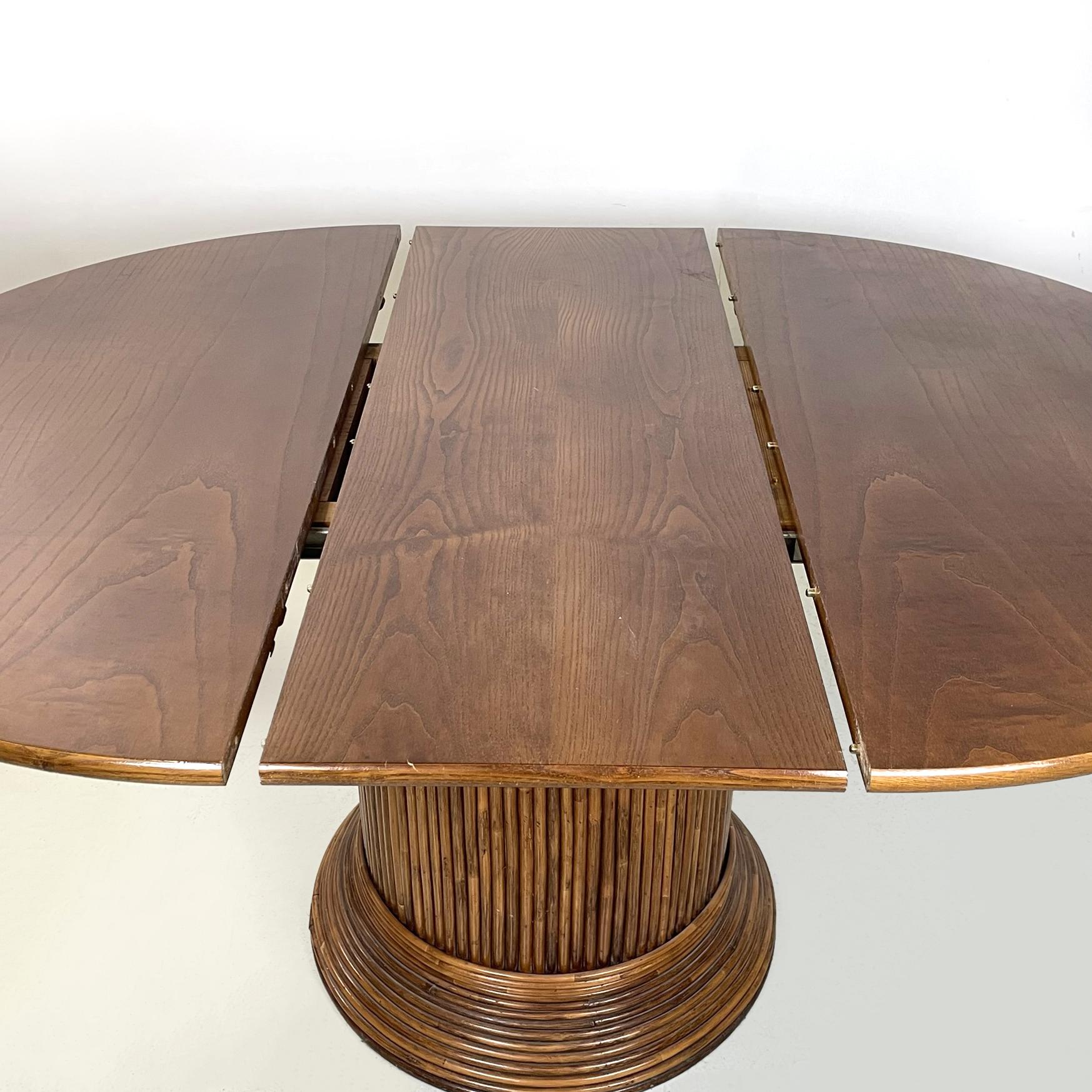 Mid-20th Century Italian mid-century Round or oval wooden dining table with extensions, 1960s For Sale