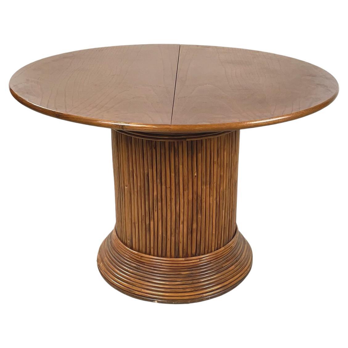 Italian mid-century Round or oval wooden dining table with extensions, 1960s For Sale