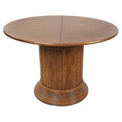 Italian mid-century Round orval wooden dining table with extensions, 1960s
