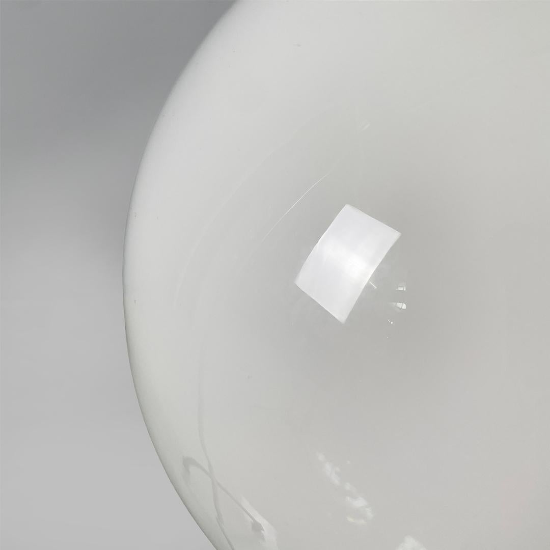 Italian mid century round white glass chandelier, 1950s For Sale 4
