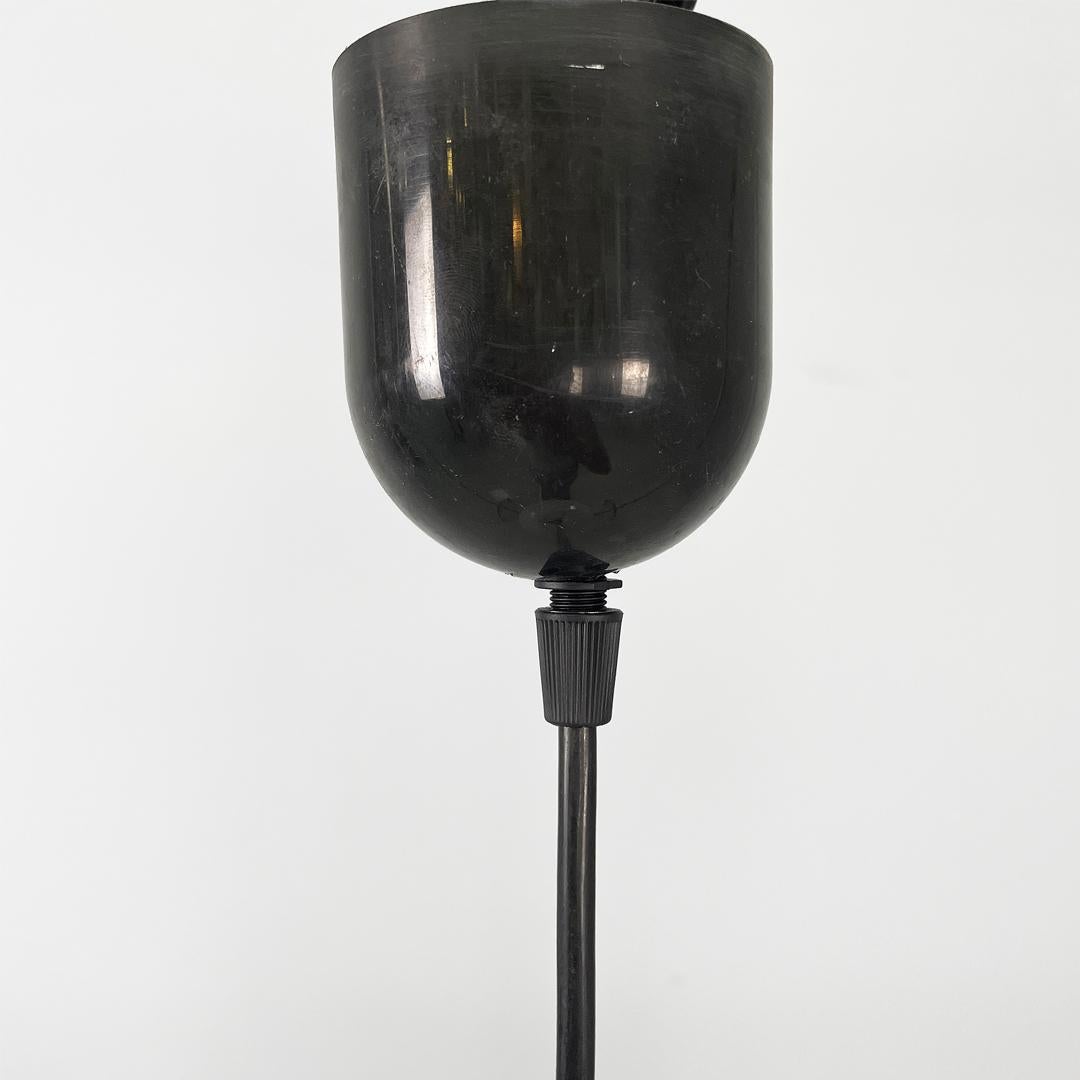 Italian mid century round white glass chandelier, 1950s For Sale 5