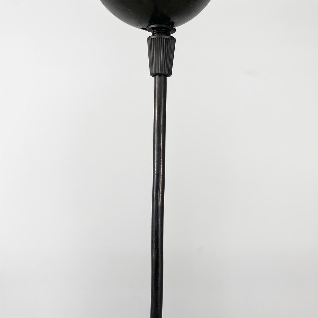 Italian mid century round white glass chandelier, 1950s For Sale 6