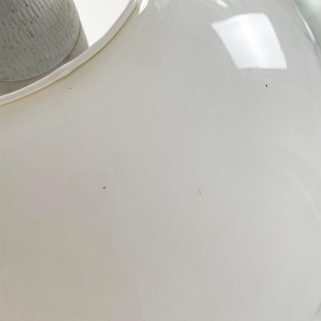 Italian mid century round white glass chandelier, 1950s For Sale 3