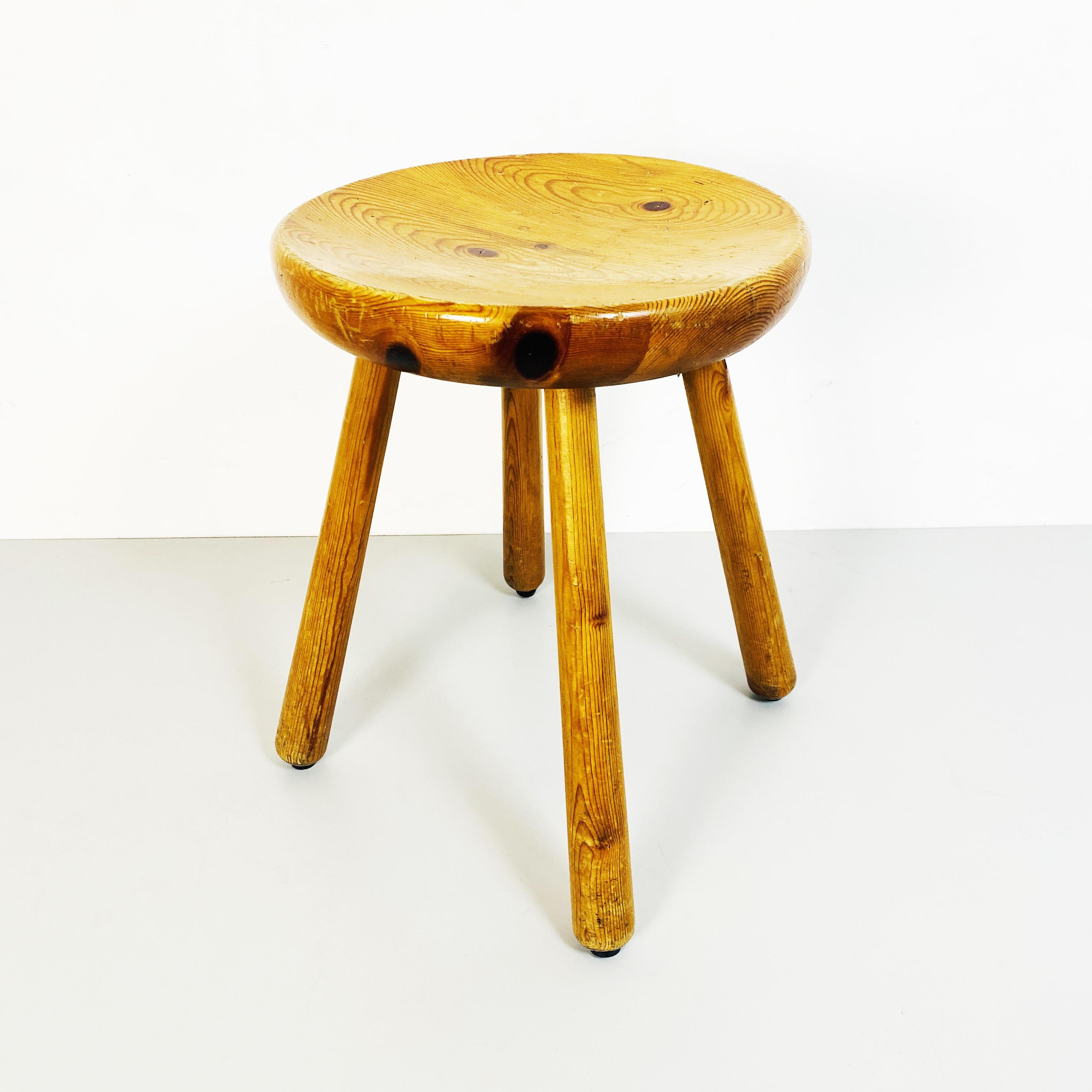 Mid-Century Modern Italian Mid-Century Rustic Wooden Stool, 1960s For Sale