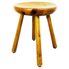 Vintage Italian Mid-Century Rustic Wooden Stool, 1960s