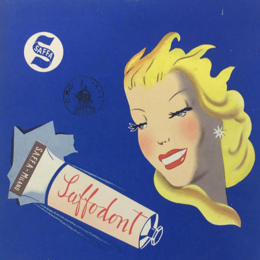 Italian midcentury Saffa carton toothpaste advertising, 1950s
Saffa toothpaste advertising, in carton, a unique and collectible piece for true collectors
Perfectly preserved
Size: 22 x 25 H cm.