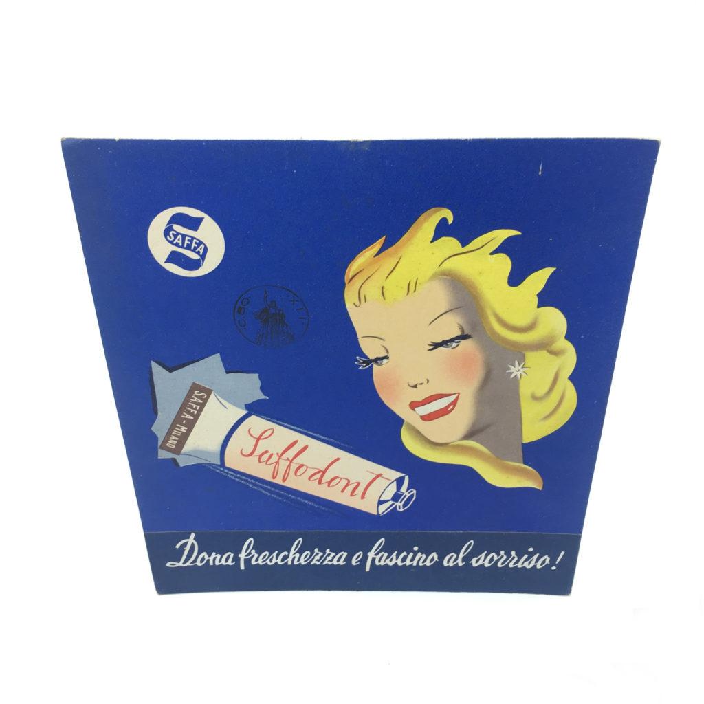 Mid-Century Modern Publicité italienne pour la dentifrice Saffa Carton du milieu du siècle dernier, années 1950 en vente
