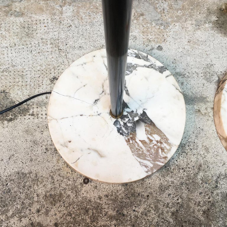 Italian Midcentury Satin Glass and Metal Floor Lamp with Marble Base ...