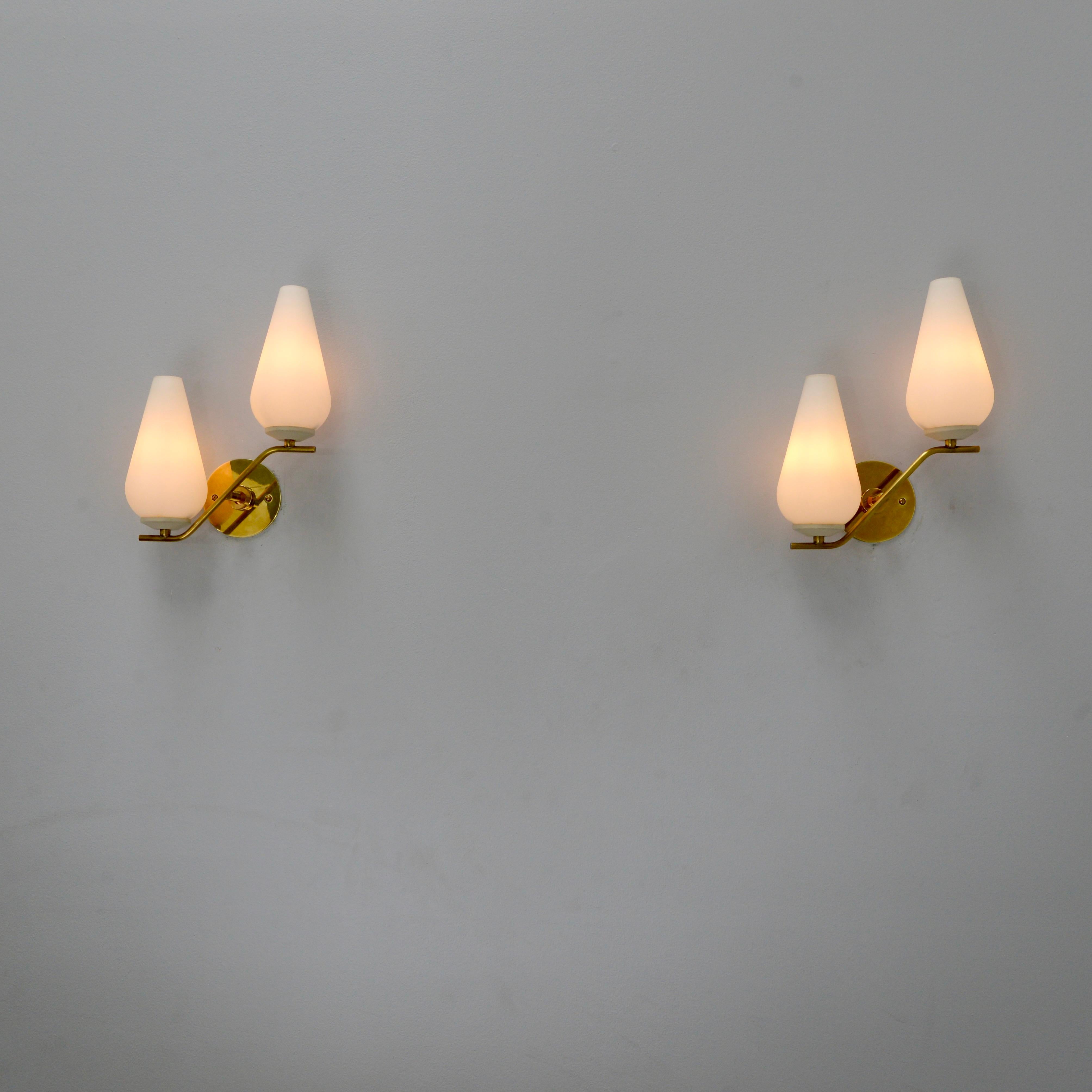Pair of Italian Mid Century Sconces For Sale 2