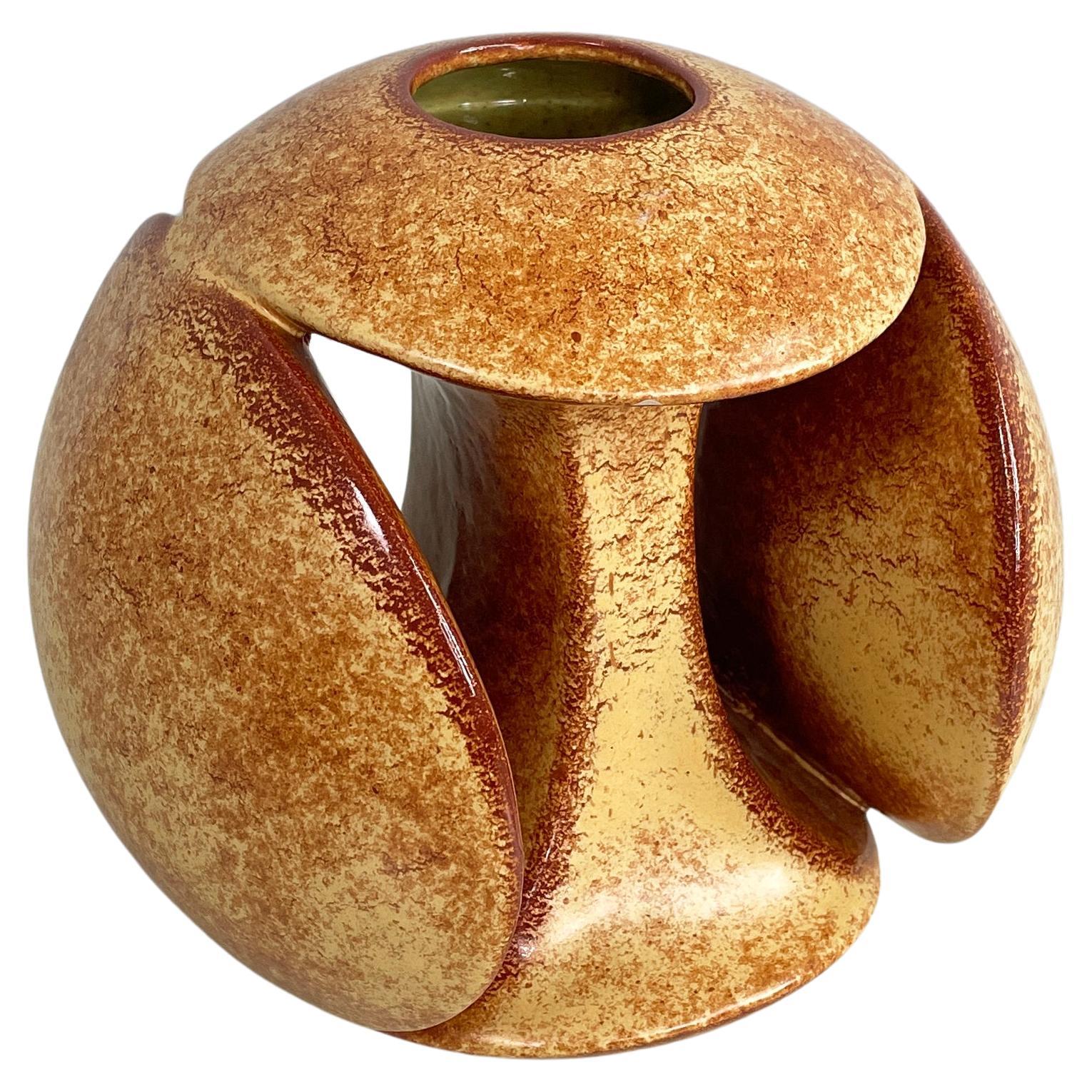 Skulpturale italienische Keramikvase aus der Mitte des Jahrhunderts von Gabbianelli, 1960er Jahre