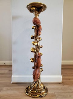 Italian Mid-Century Sculptural Gilt Wood Pedestal Stand