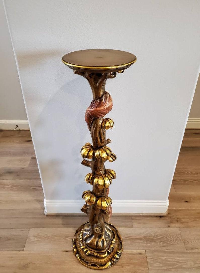 Rococo Italian Mid-Century Sculptural Gilt Wood Pedestal Stand For Sale