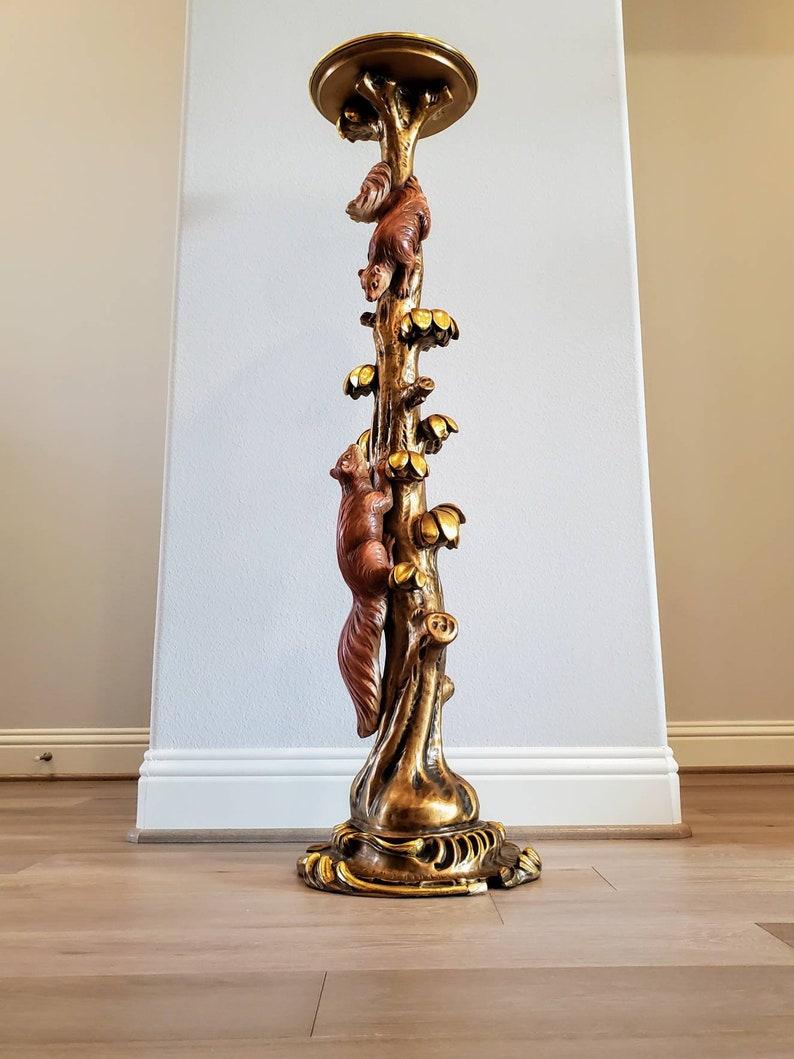 Italian Mid-Century Sculptural Gilt Wood Pedestal Stand In Good Condition For Sale In Forney, TX
