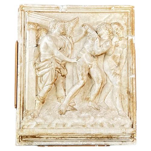 Italian Mid-Century Sculpture Bas Relief in Plaster with Biblical Scene, 1900s